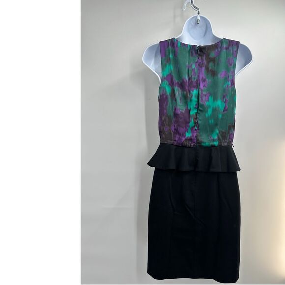 INC International Concepts Green/Black Colorblock Peplum Sheath Dress Size 4 - Picture 9 of 9